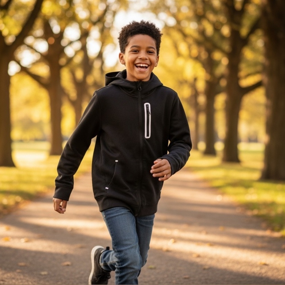 Boys Old Navy Black Hooded Jacket
